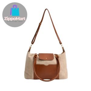 Zippomart White Suede Weekender Bag – Adult Female, Oversized, Fold‑Over Flap, Durable & Stylish (USA)